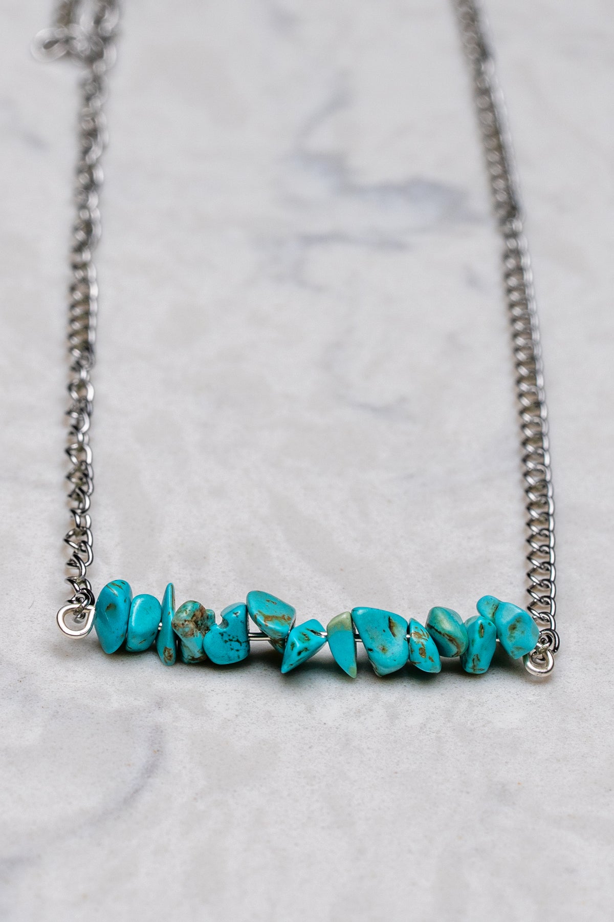 Collier chaîne en barrette de turquoise