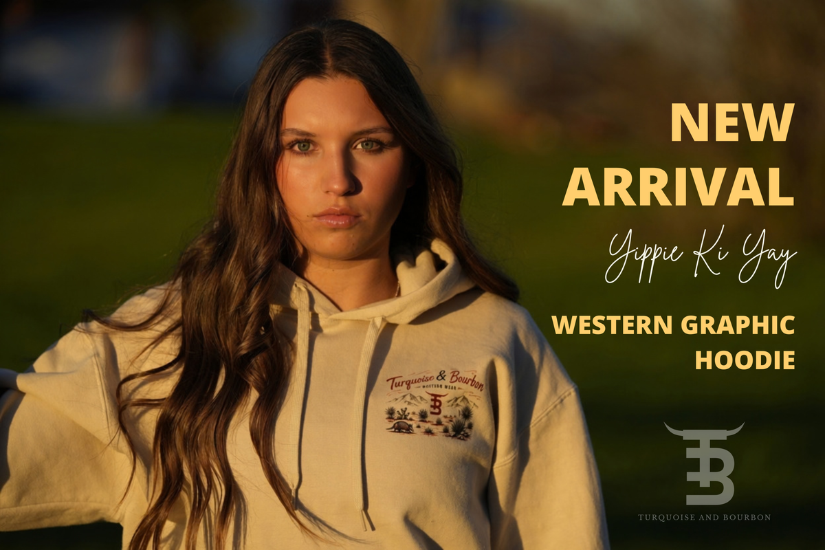Sweat à capuche Turquoise & Bourbon Western Wear | Pull western vintage