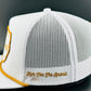 “Cowboy Hat” Patch Rope Trucker Hat - White