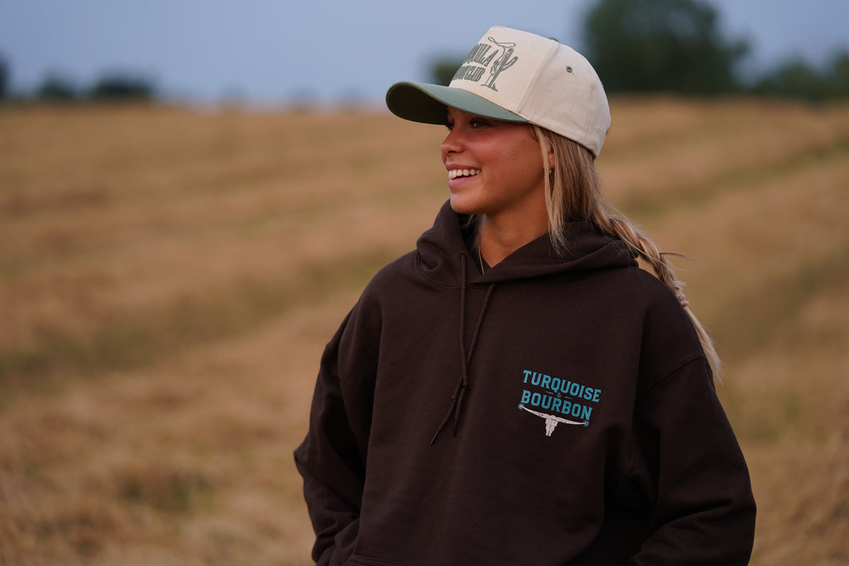 Hoodie Turquoise & Bourbon Quality Goods | Pull style western vintage