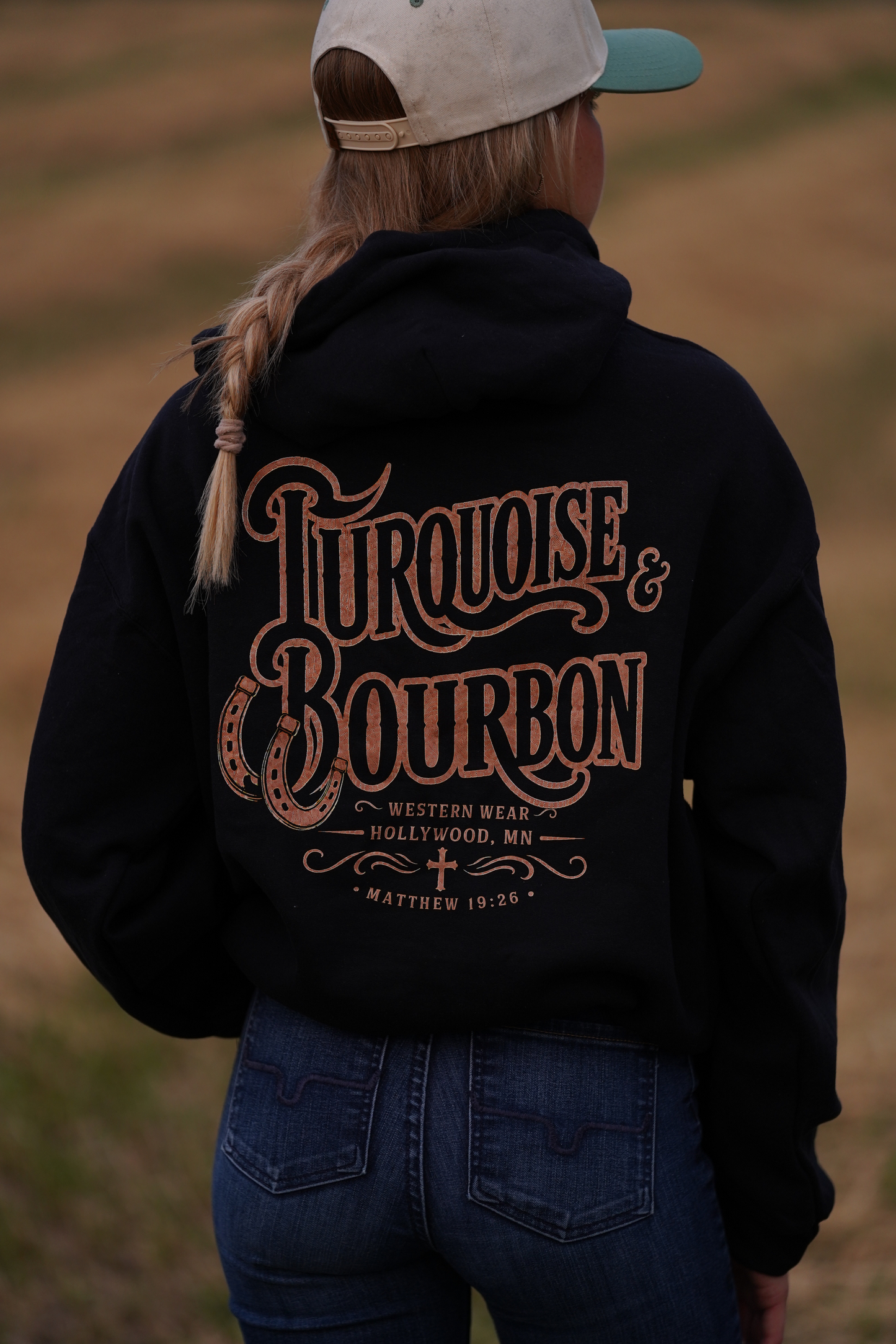 Turquoise & Bourbon Western Wear Hoodie | Vintage Western Pullover