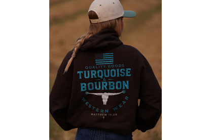 Hoodie Turquoise & Bourbon Quality Goods | Pull style western vintage
