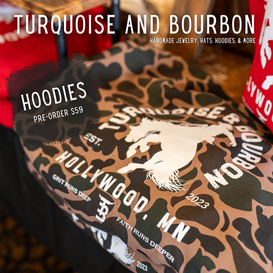 Turquoise and Bourbon Pullover Hoodie