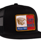 Lazy J Black Trucker Hat Multi color logo'd patch