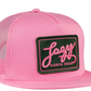 Lazy J Pink Trucker Hat Black Patch