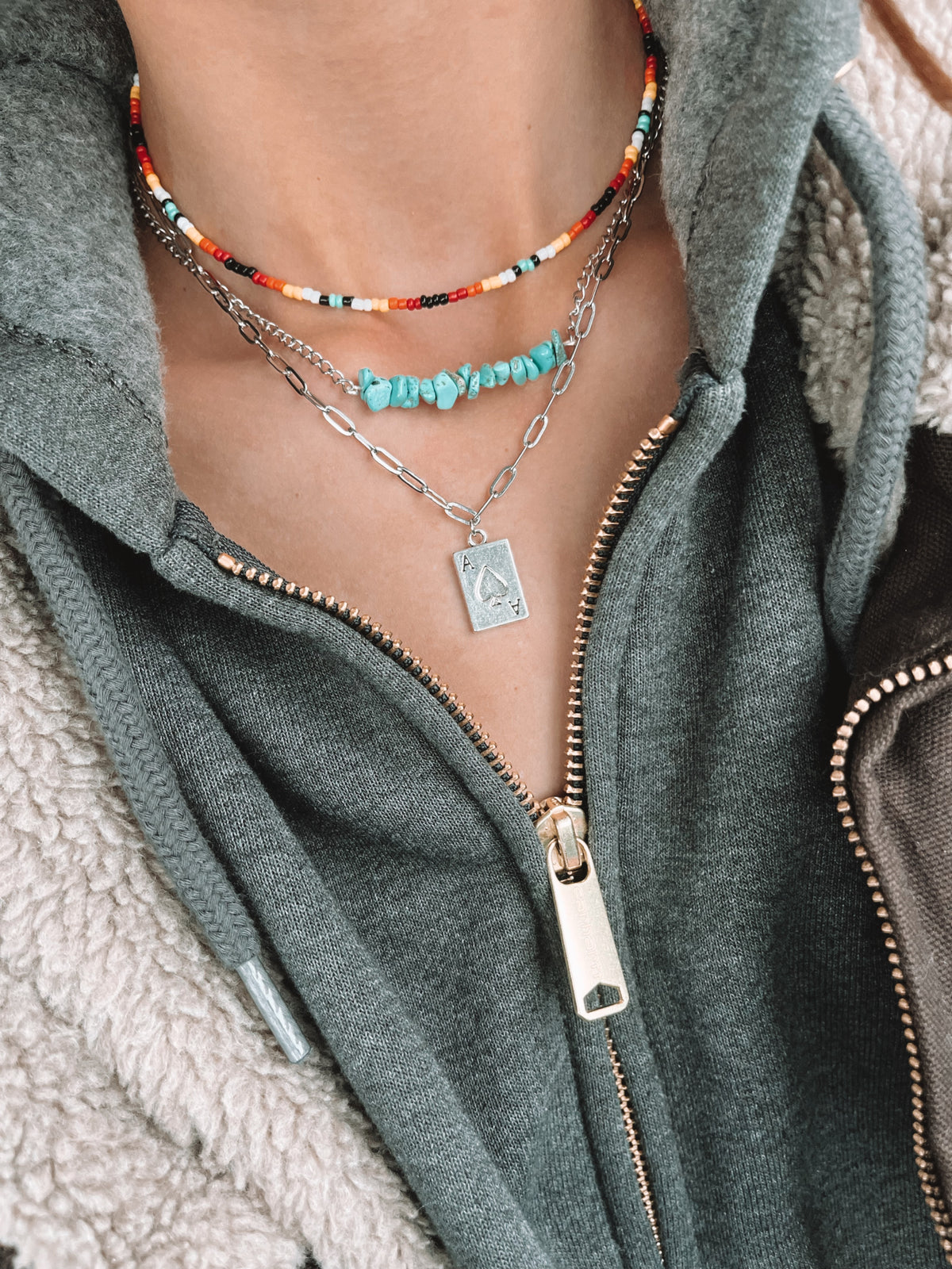 Collier chaîne en barrette de turquoise